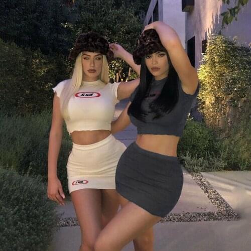 2021 Two Pcs Kylie Women Sets Summer Crop Top And High Wait Skirts Ladies Stretch Kylie Suit