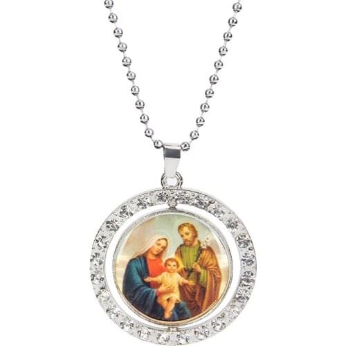 Nextvance High Quality Stainless Steel Virgin Mary Pendant Necklaces Cubic Zircon Madonna Women Necklace Catholic Christian Gift