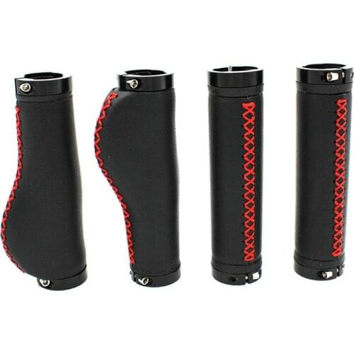 1 Pair Fiber Leather City Mountain Bike Scooter MTB Bicycle Handlebar Cover Handle Grips Bar End Non-slip Aluminum Lock