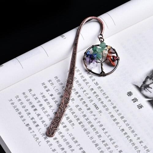 1PC Natural Crystal Mineral Ornaments Tree of Life Bookmark Student Book Labels Literature Gifts Stationery Free Shipping