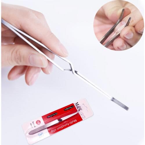 1PC Nail Art Tweezers Stainless Steel Cross Action Multifunctional Shaped Nail Clip Manicure Nipper Curve Fixed Pinch Nail Tool