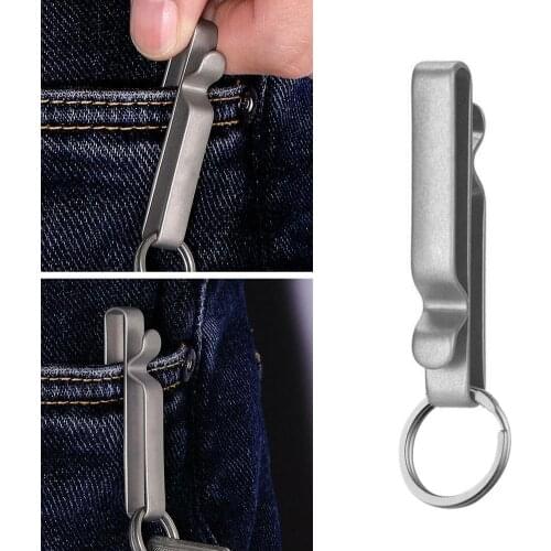 1Pcs Titanium Ti Clip Alloy Key Ring Multifunction Belt Clip Keychain Hanging Buckle Corkscrew Outdoor Camping EDC TC4 Ring