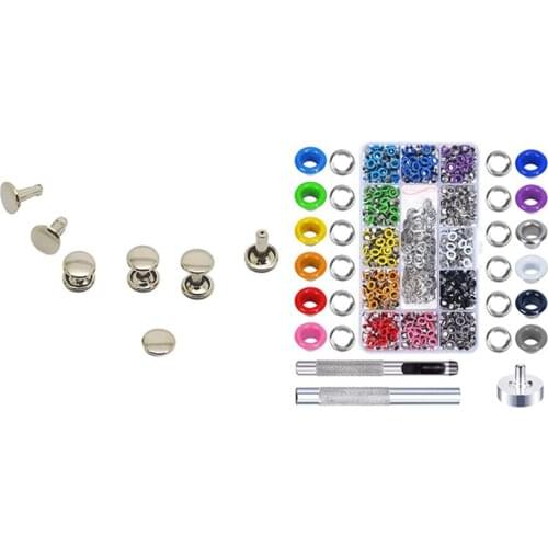 100Pcs DIY Rivet Rivet Rivet Metal Board with 480Sets Grommet Kit 3/16 Inch Multi-Color Grommet Setting Tool