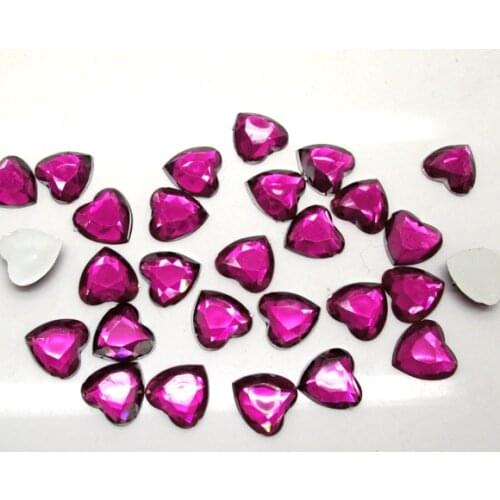 200Pcs Fuchsia Acrylic Heart Decoration Crafts Flatback Cabochon Scrapbooking Embellishments Beads Diy Accessories