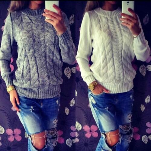 2018 Spring Twisted Knitted Sweater for Women Fashion Multi Colors O Neck Long Sleeve Loose Pullover Tops Pull Femme Hiver