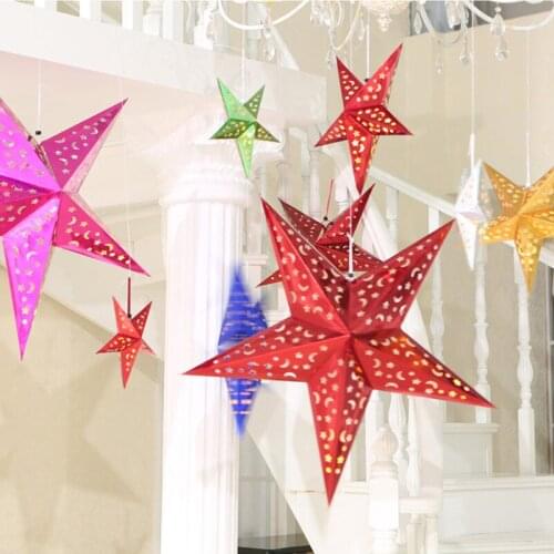 30cm/45cm/60cm Shiny Star Lantern 3D Pentagram Lamps Hanging Christmas Xmas Tree Ornaments Christmas Decoration For Home