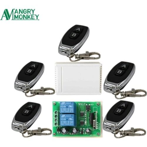 433Mhz Universal Remote Control Switch DC 12V 2CH RF Relay Receiver Module + 2 CH RF 433 Mhz Remote Transmitter For DC Motor