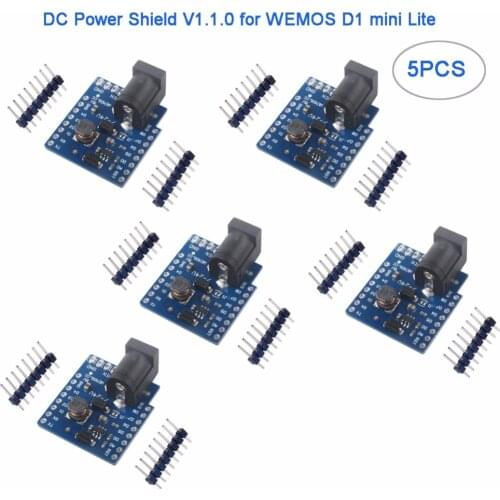 5pcs DC Power Shield V1.1.0 for WEMOS D1 mini Lite, DI mini V2.0.0, DI mini V1.0.0 RCmall FZ2782
