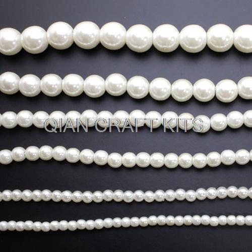 500pcs mixed sizes Vintage Plastic Shiny Ivory or White Pearl Beads, (4mm-16mm) Faux Pearls For Flapper Style Necklace