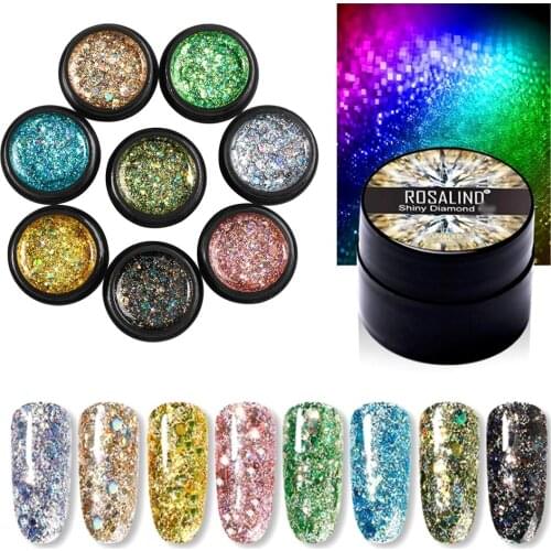 8Pcs Shiny Diamond Nail Glue Glitter Sequins Nail Polish Set Nail Art DIY Kit Nail Art Tool