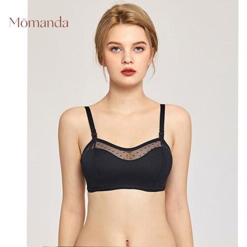 MOMANDA Lace Trim Plus Size Nursing Bra Full Cup Breast-feeding Bras Soft Wire Free Bra for Pregnant Women