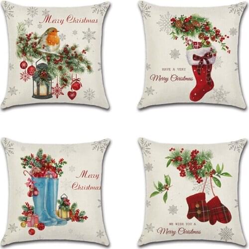 1pc Christmas Tree Gift Pattern Throw Pillow Cute boots gloves Cushion Cover Car Home Sofa Decorative Pillowcase for home decor