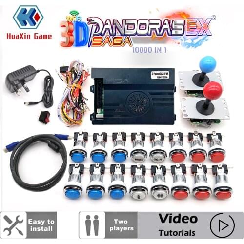 2 Player 10000 IN 1 Pandora Saga EX 3D Copy SANWA Joystick Chrome LED Push Button DIY Arcade Machine Home Cabinet with Tutorial