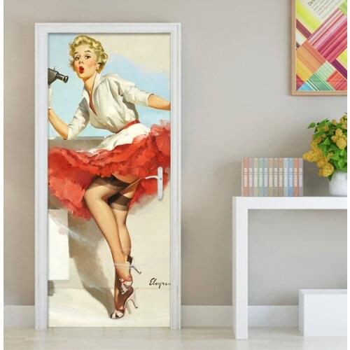 Custom Creative Art Photo Wallpaper Restaurant Cafe Door Mural Sticker PVC Self-Adhesive Waterproof DIY Door Mural 3D Home Decor