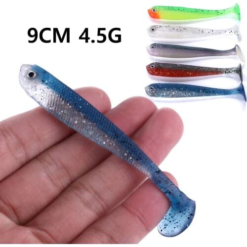 HENGJIA 6pcs 9cm 4.5g Soft Plastic Lures Silicone Worm Swimbaits Artificial Fishing Wobbler Fishing Bait Fishing Tackle