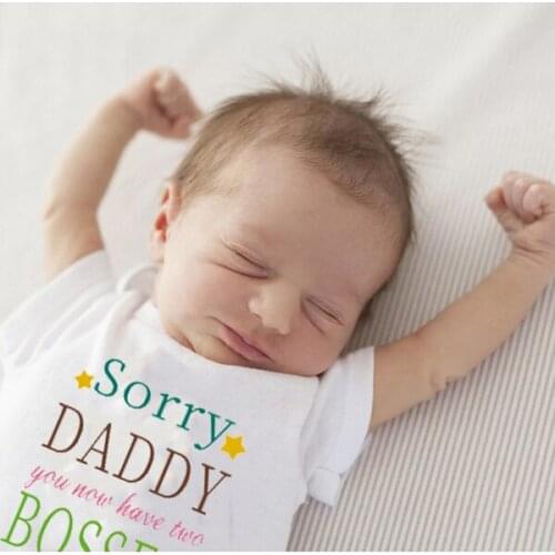 Sorry Daddy You Now Have Two Bosses Baby Boys Girls New Sweet Baby Romper O-Neck Short Sleeve Clothes Outfit Baby Kids Onesie