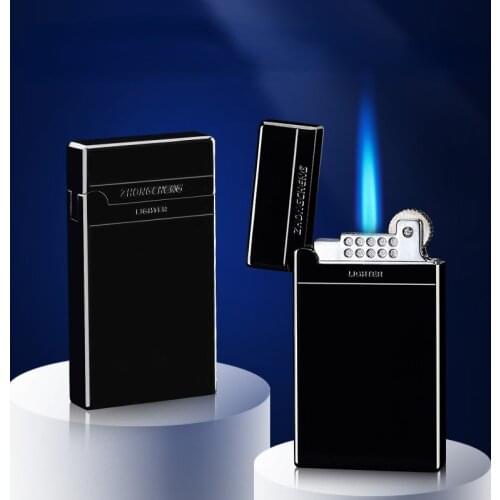 Fine Grinding Wheel Straight Into The Lighter Metal Windproof Blue Flame Cool Inflatable Lighter Smoking Accessories for Weed