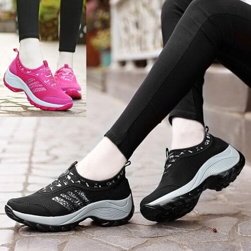 Ladies Platform Wedge Sneakers For Women Tennis Shoes Breathable Mesh Outdoor Sport Shoes Slip On Vulcanize Shoes Zapatos Mujer