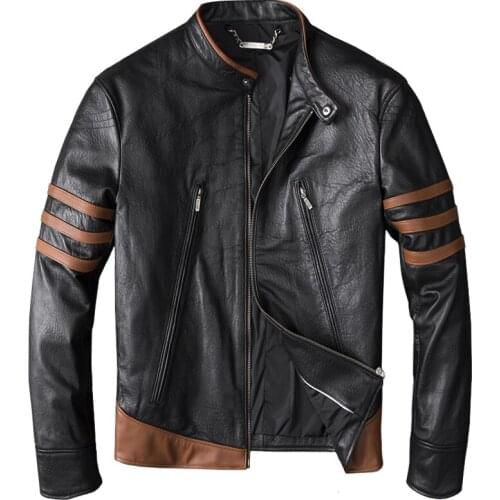 DHL Free Shipping Men Genuine Leather Jacket Man Bomber Skin Jacket 100% Natural Black Sheepskin Slim Fit Male Skin Coat Autumn
