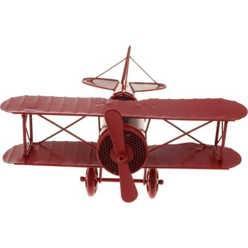 Mini Iron Decorative Airplane Vintage Biplane Model Collectible Home Decor