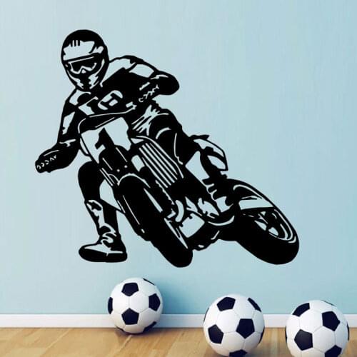 Motorcycle Motor Race Wall Decor Motocross Bike Sports Boys Vinyl Wall Decal For Teenager Boys Bedroom Sticker C9026