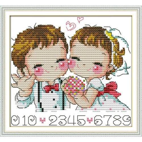 We are so happy cross stitch kit cartoon 11ct count print canvas stitches embroidery DIY handmade needlework plus