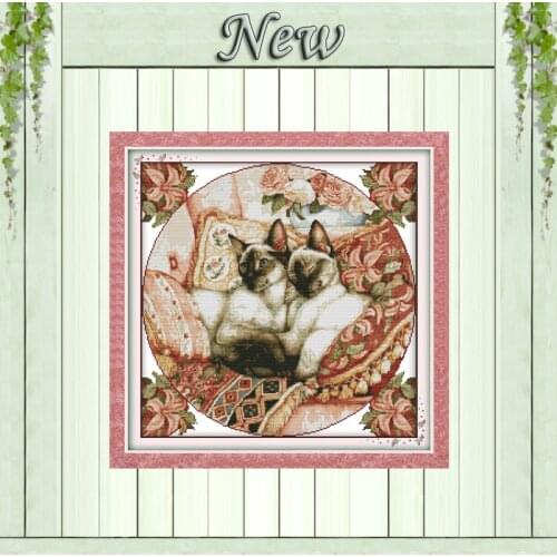 Sleepy cats lovely animals cartoon painting Counted Printed on canvas DMC 11CT 14CT Cross Stitch kits Needlework Sets embroidery