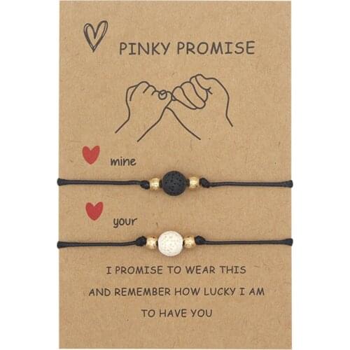 New Charm Bracelet For Friendship Couples 2Pcs/Set Volcanic Stone Bracelet Bead Bangles Women Man Lucky Wish Jewelry