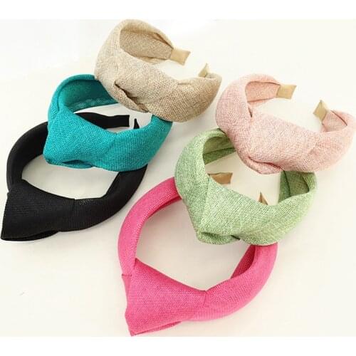 Faux Straw Cross Knot Hairband Bezel Solid Color Headband Hair Accessories For Women Girls Fashion Hair Band Hoops Headwear