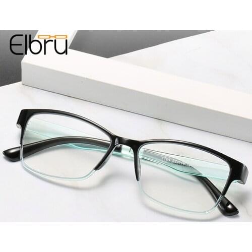Elbru Vintage Anti Blue Light Frame Reading Glasses Men Women Ultralight TR90 Frame Presbyopic Eyeglasses Degree +1.0 to +3.5