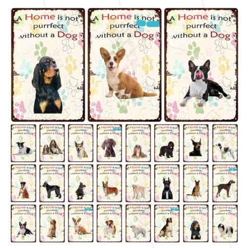 Various Breeds Of Dog Metal Sign Tin Plate Cute Dog Plaque Pet Shop Doorplate Wall Decoration Metal Poster Home Decor Customized