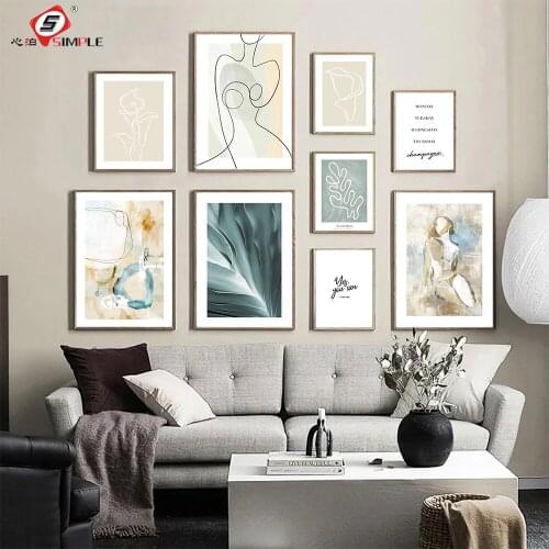 Fall Abstract Body Pattern Posters Canvas Painting Wall Art Prints Green Plants Flower Pictures Living Room Nordic Home Decor