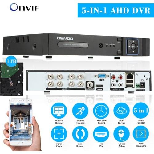 OWSOO XVR 8CH Channel 1080P Hybrid 5-in-1 PTZ Network DVR CCTV Security P2P APP Control Motion Detection for Surveillance Camera