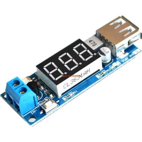 DCDC step-down power supply module / battery voltage meter + 5V 2A USB charging