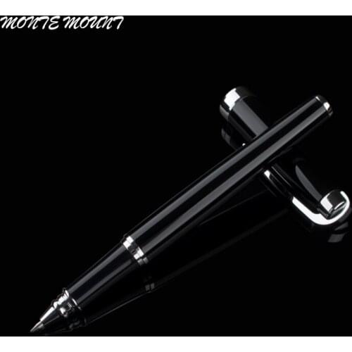 MONTE MOUNT High Quality Black Silver Rollerball Pen 0.7mm Black Ink Refill Metal Ballpoint Pen for Student School Supplies