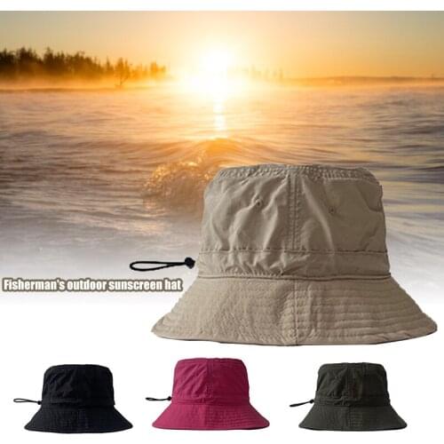 Fisherman Hat Men and Women Street Summer Sunscreen Sun Hat Outdoor Wild Drawstring Flat Top Basin Hat A66