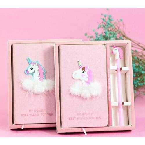 Girl Heart Unicorn Notebook Handbook Student Diary Book With Unicorn Gel Pen Learning Office Stationery Send Girl Birthday