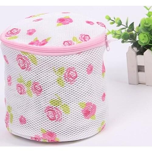 Floral Laundry Net Mesh Bag Organizer Underwear Bra Washing Machine Aid Basket Rose Bra Wash Bag