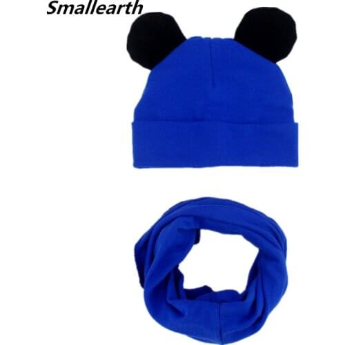 New Autumn Winter Children Hat Scarf Set Baby Cute Ears Caps Beanies Boys Girl Cotton Cap Scarf Sets Kid Hats Collar Photo Props