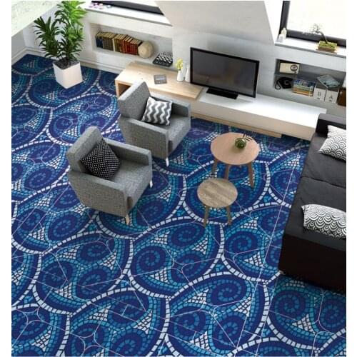 Blue stylish atmospheric geometric pattern minimalistic pattern floor 3D floor papel de parede 3d wallpaper