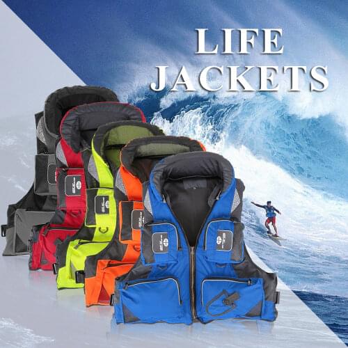 L-XXL Professional Life Jacket Vest Fishing Polyester Adult Safety Life Jacket Survival Life Vest Swimming Boating Drifting