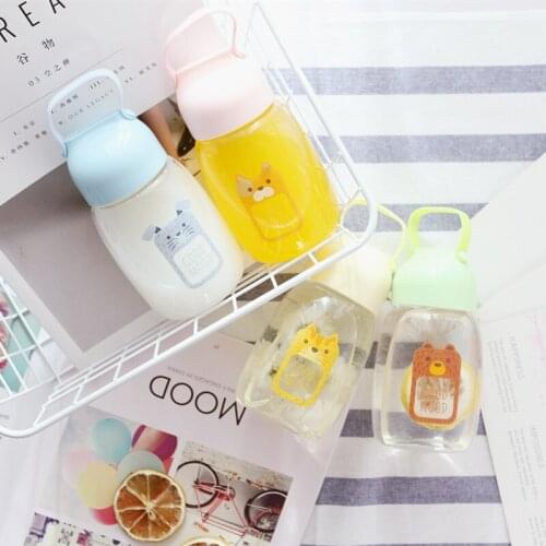 Cartoon Bear Glass Korean Style Ready-to-use Cup with Rope Cover High Borosilicate Material Portable Appearance Lovely Bottle