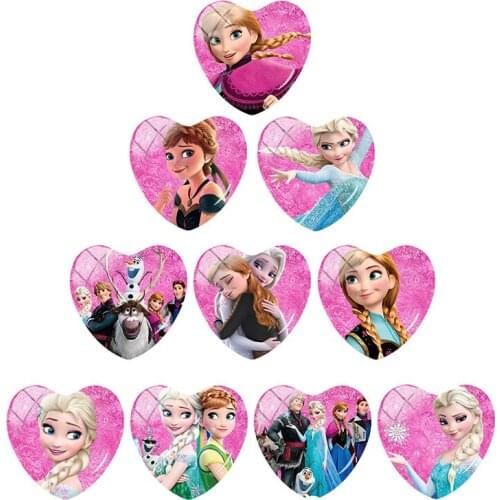 Disney Princess Character Heart Shaped Art Photo 25mm DIY Glass Cabochon Pattern Jewelry Accessories Girl