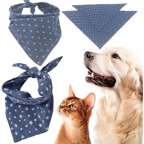 Printing Pet Supplies Cowboy Puppy Accessories for Small Dogs Cute Soft Cat Collar Dog Bibs Cotton Dog Bandana Dropshipping