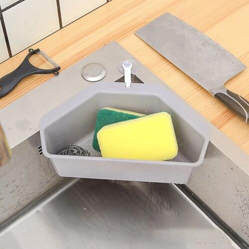 Kitchen with suction cup sink triangle drain basket melon peel wash vegetable drain basket dishcloth sponge storage basket