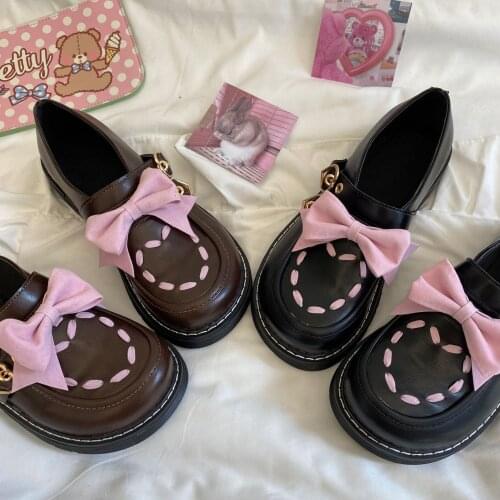 Yshunij 2021 New Japanese Small Leather Shoes Schoolgirl Lolita Retro Round-headed Flat Bottom Lolita Single Shoes
