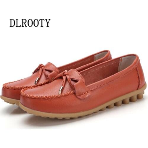 Women Flats Shoes Platform Loafers 2018 Autumn Fashion Shallow Leather Round Toe Woman Flat Casual Solid Plus Size 35-44