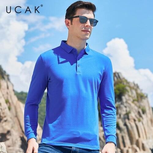 UCAK Brand Spring Autumn New Arrivals High Quality Casual Cotton Turn-down Collar Long Sleeve Polo-Shirt Men Clothing U5356