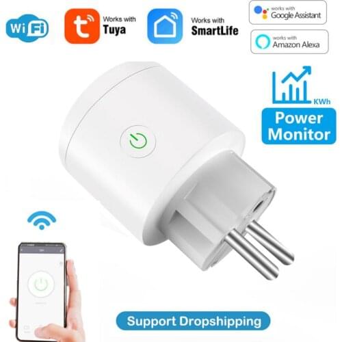 Tuya 20A Smart Plug WIFI+Bluetooth Dual Module Timeing Power Monitor Socket Work With Smart Life/Tuya App Alexa Google Home