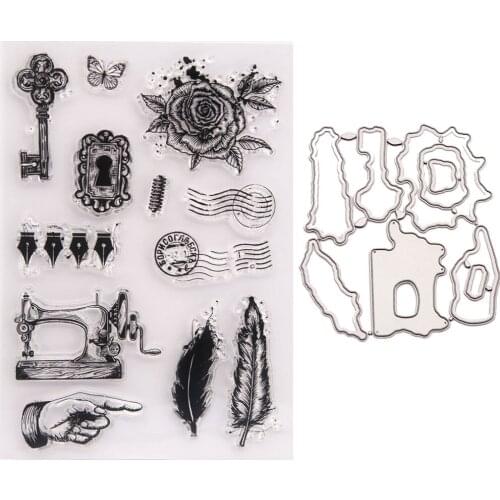 YINISE Silicone Clear Stamps CUTTING DIES For Scrapbooking article STENCIL DIY PAPER Album Cards MAKING CRAFT RUBBER Stamp MOLD
